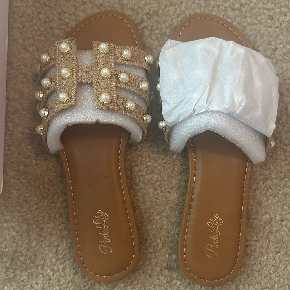 Pink lily sandals